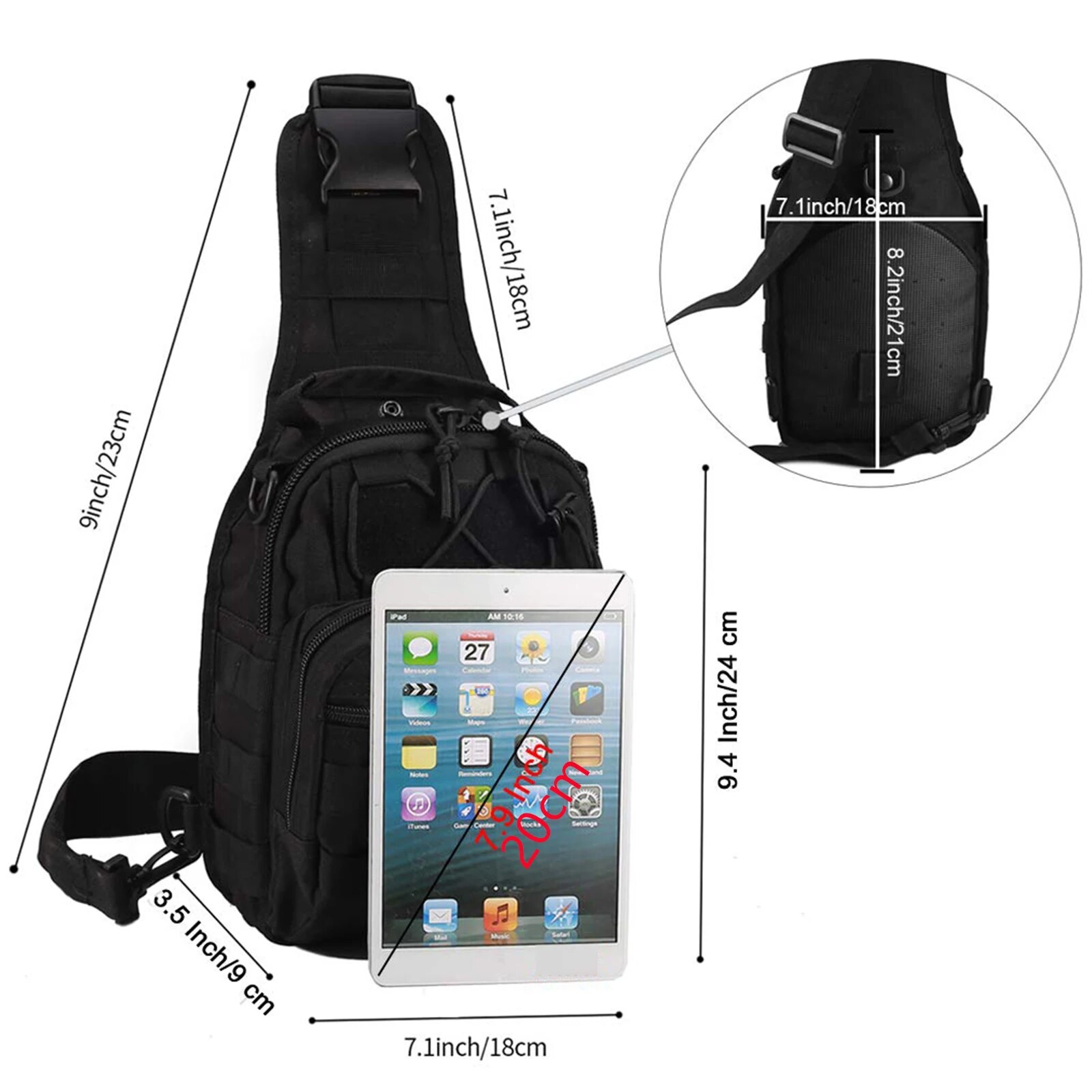 Hiking Backpack Waterproof - Nylon Tactical Sling Backpack Single Shoulder