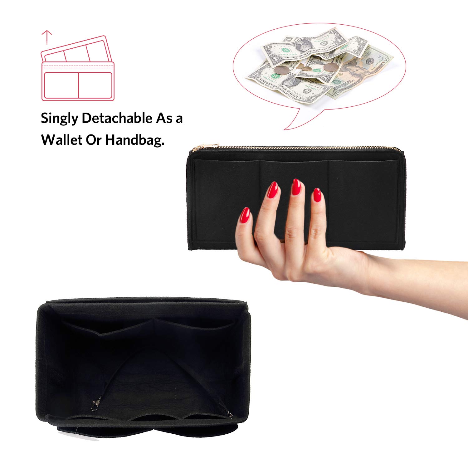 Felt Purse Organizer Insert -  - Backpack Insert Organizer ulasan dan harga