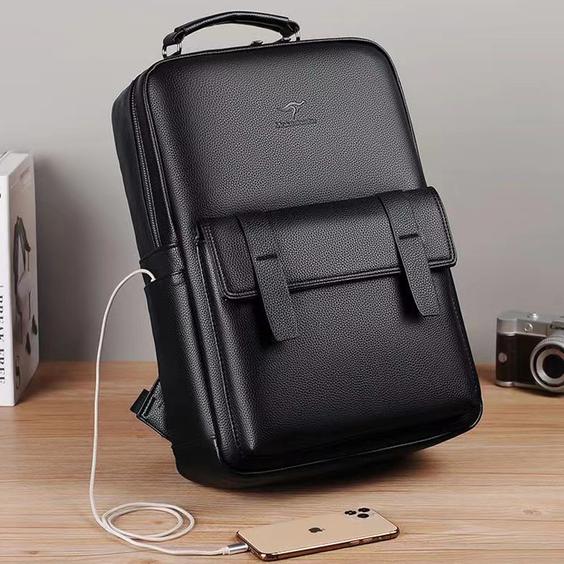 Men's luxury leather backpack  - Laptop Backpack 15.6 ulasan dan harga